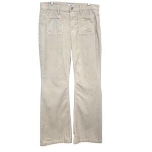 Gap 70s Flare High Rise Corduroy Pants Beige Patch Pocket 31 12 Short 29" Women